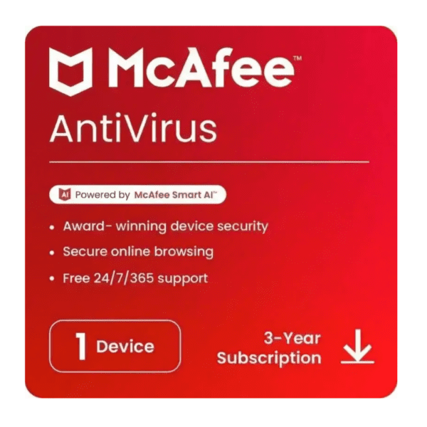 McAfee Antivirus 1 User – 3 Years