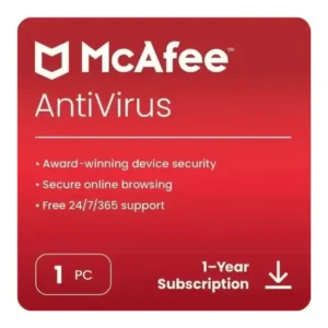 McAfee Antivirus 1 User – 1 Year