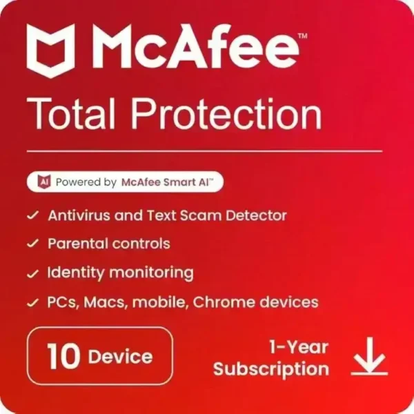 Mcafee Total Protection 10 User 1 Year